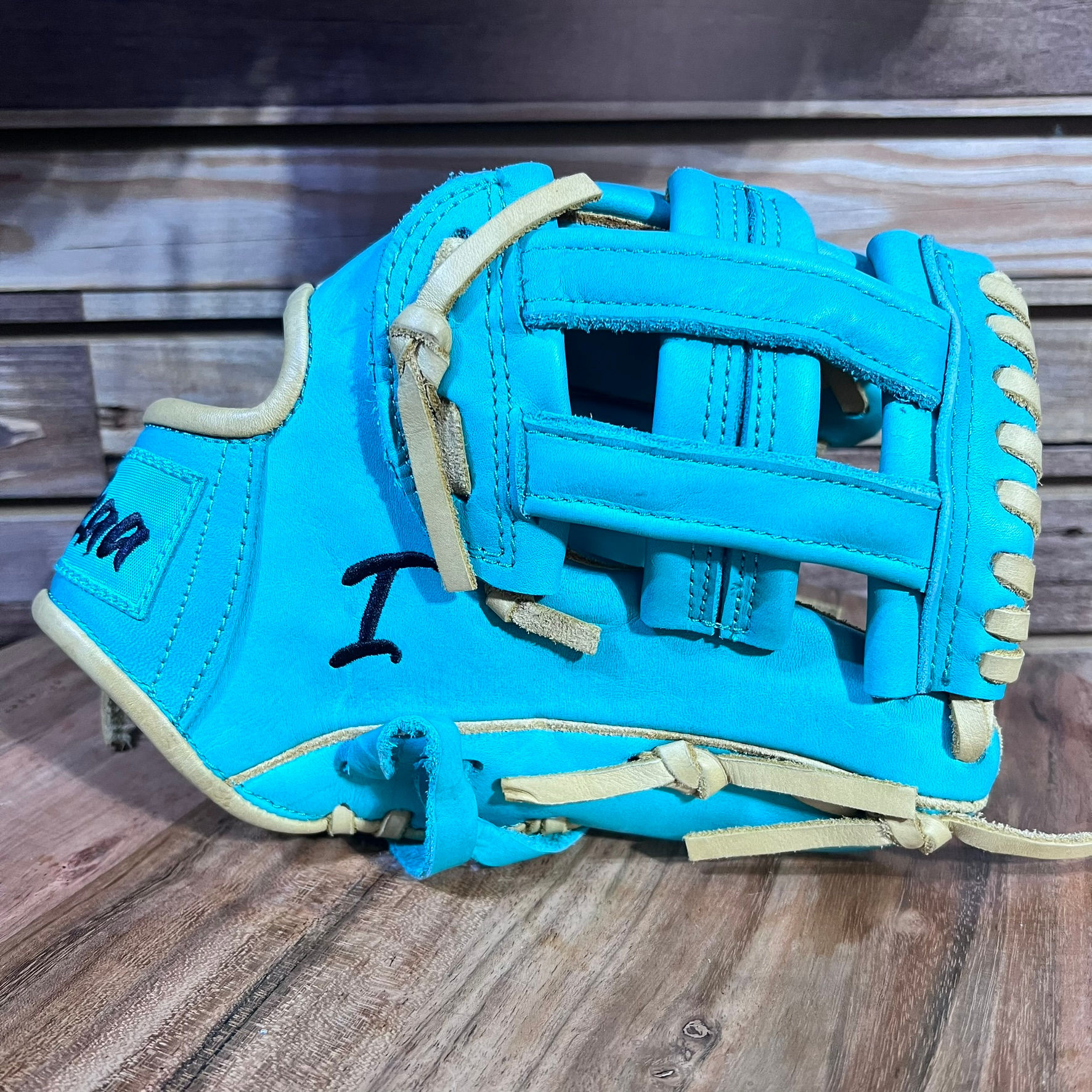 11.75", RHT, H-Web, Smooth Leather in Teal w Cream Laces Baseball Softball Gloves