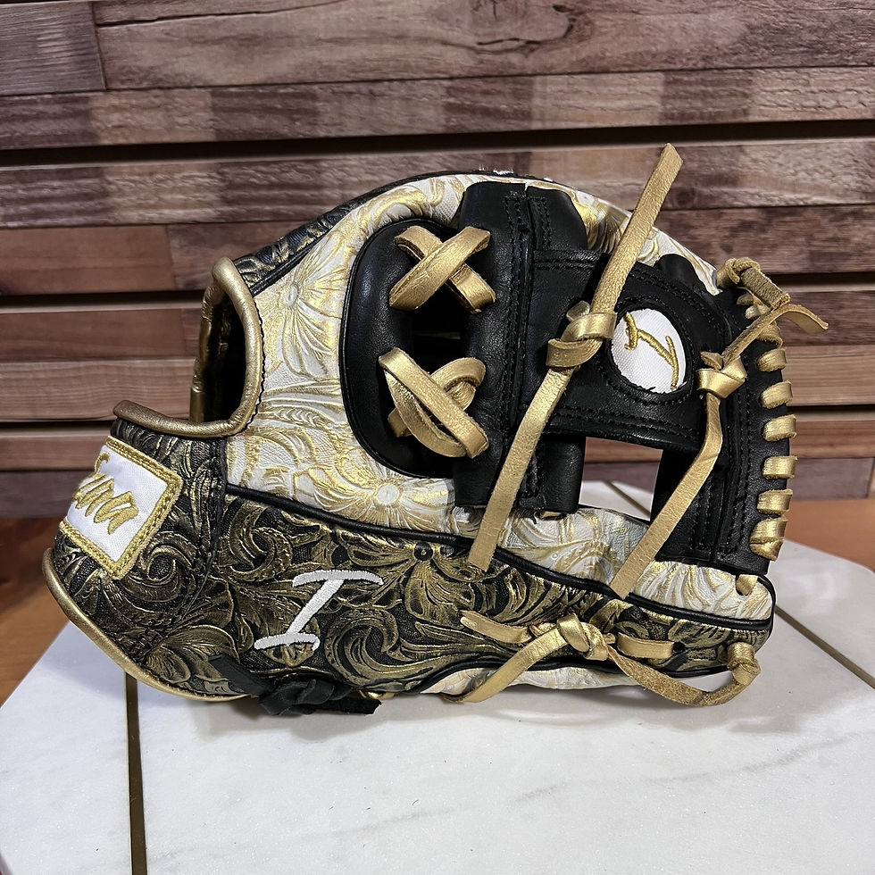 11.25"-11.75" RHT, Reinf Basket Web, Vaquero Black-Gold, Black Web Baseball Softball Glove