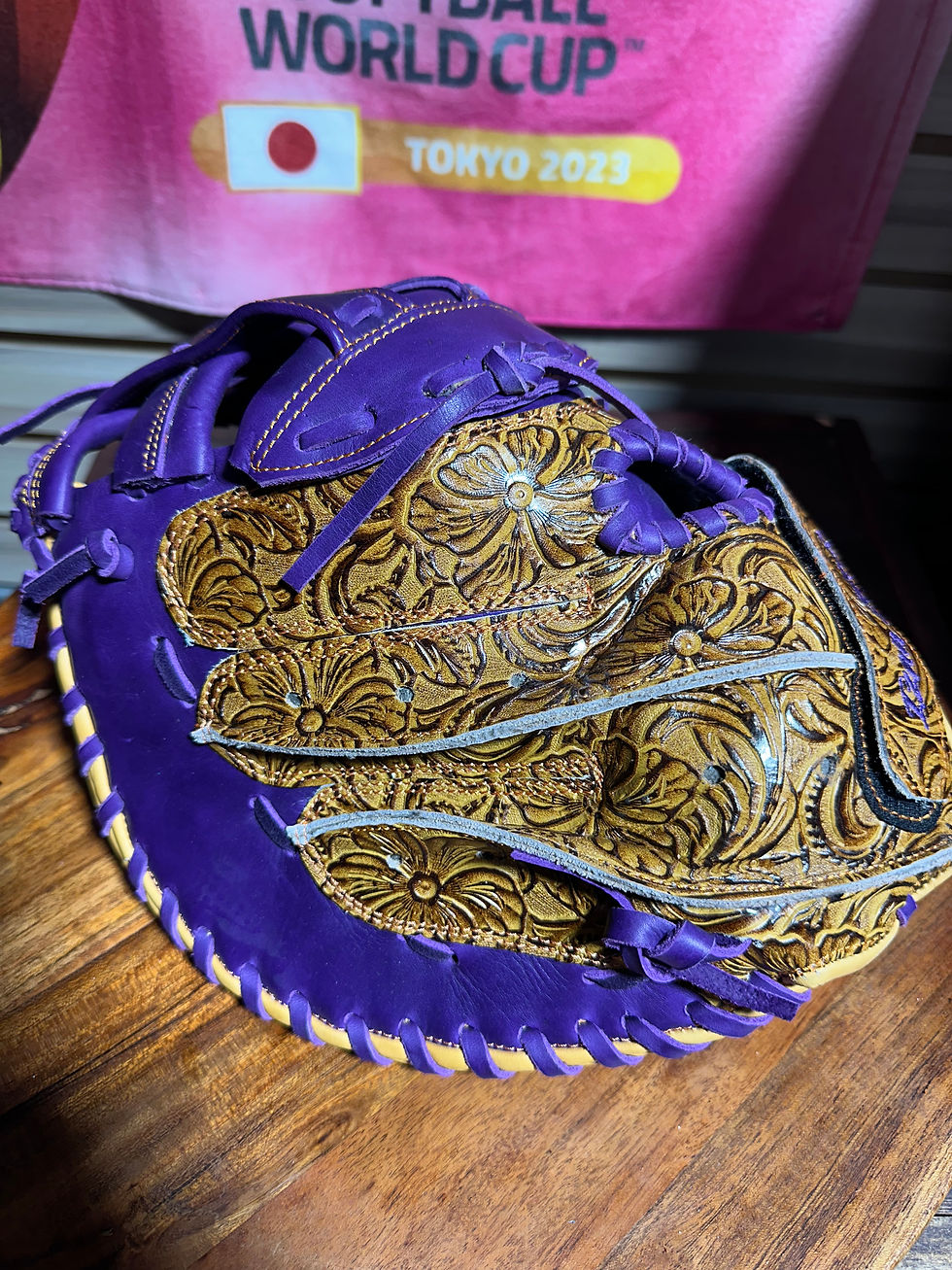 Thumbnail: 34”/33” RHT softball catchers mitt oiled and broken in extra padding 