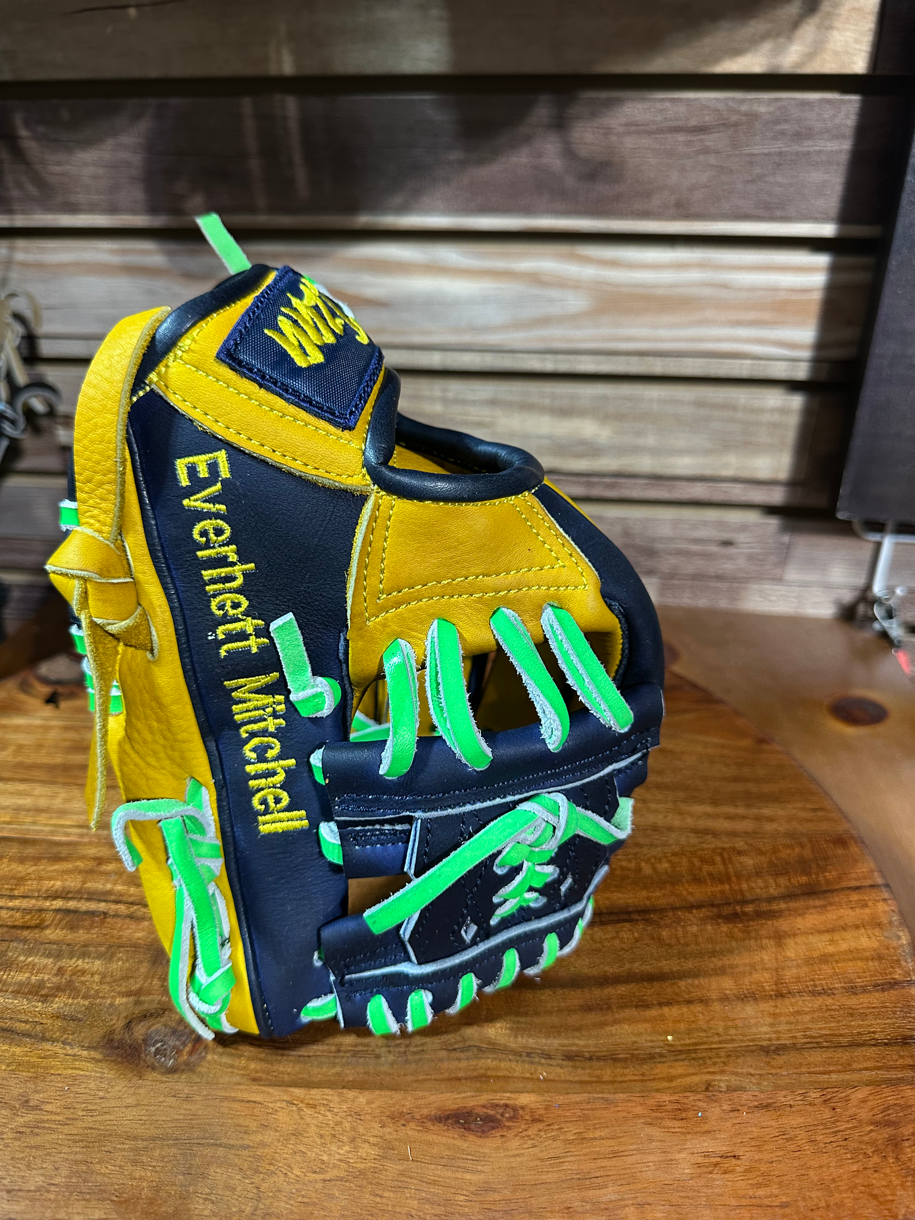 Custom Only - 9.5” up to 11”, Kids Smooth Leather, Navy, Yellow, Neon Green