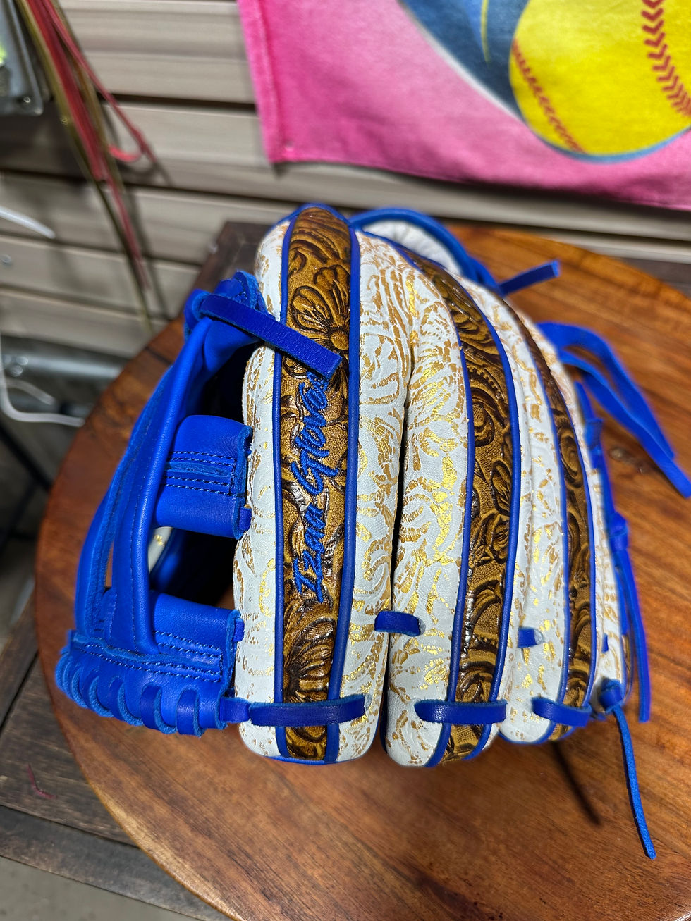 Thumbnail: 12”RHT , vaquero /gold / royal blue H-Web oiled and broken in 
