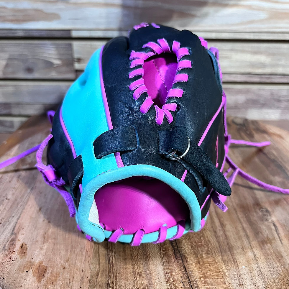 Thumbnail: 11.75", RHT, Mod Trap-Web, Smooth Leather in Black and Teal Baseball Softball Glove