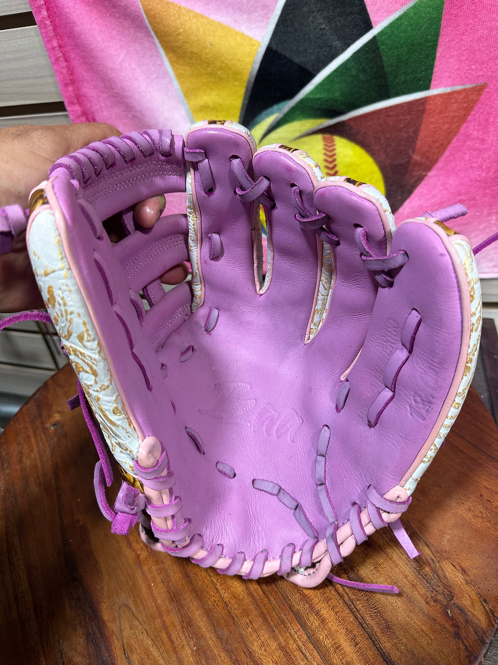 Thumbnail: 12”RHT vaquero/gold /light pink H-Web practice ready broken in 