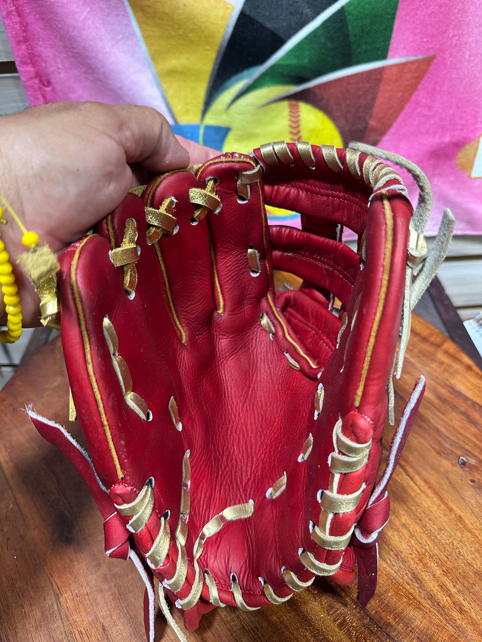 Thumbnail: 11.5” LHT lefty red kids  oiled, broken in , game ready 