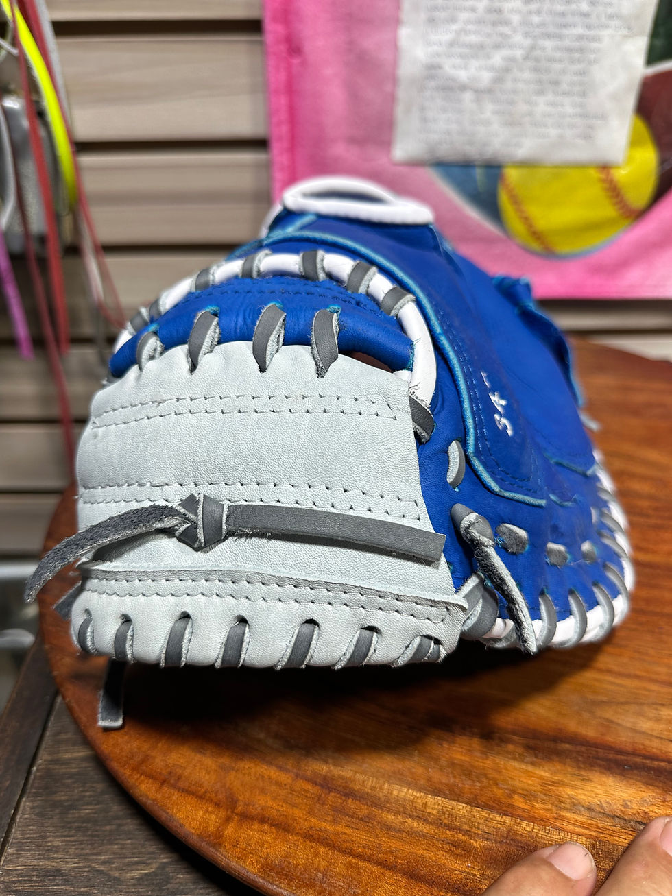 Thumbnail: 33” RHT, 2pc-Web, Catcher's Mitt, Soft Smooth Leather in Royal Blue