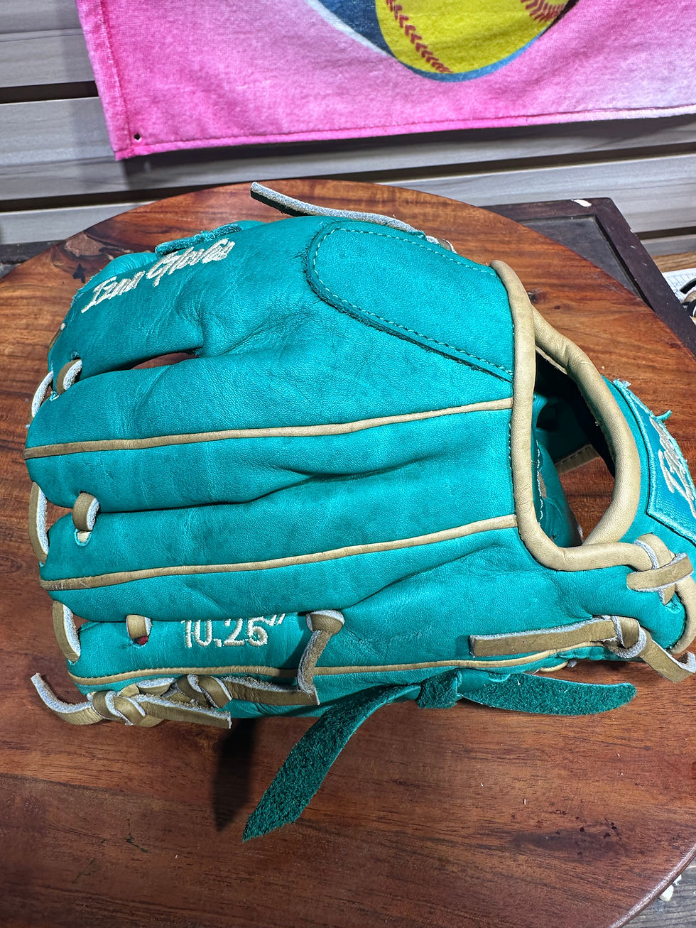 Thumbnail: 10.25” RHT, Cross-Web, Kids Soft Smooth Lightweight Leather in Teal, Cream Laces