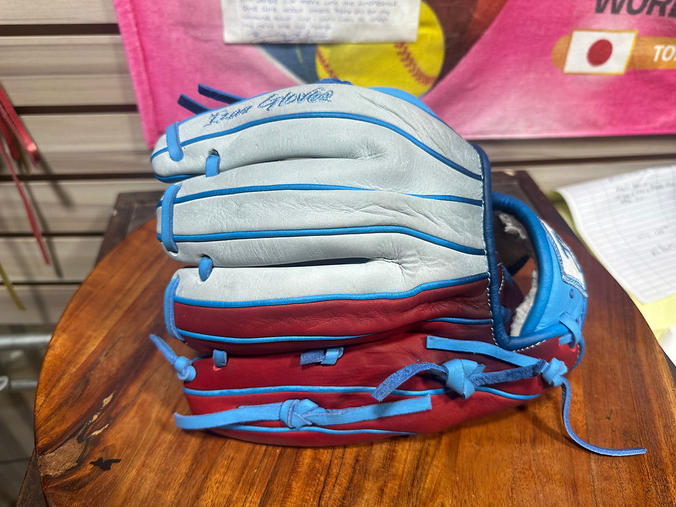 Thumbnail: 11.75”RHT,I-Web blue/red/white oiled , broken in and extra padding 