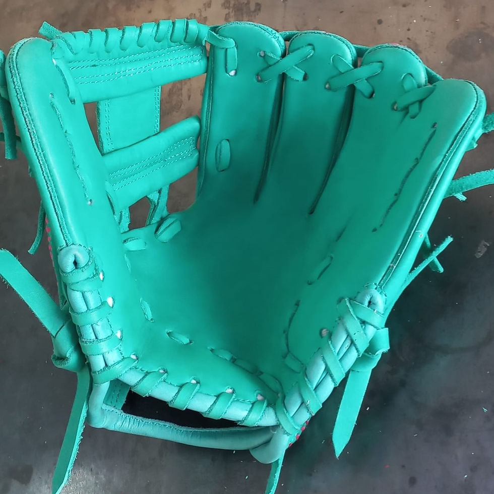 Thumbnail: 12", RHT, I-Web, Seams Smooth Leather - Teal and Hot Pink Baseball/Softball Glove #413