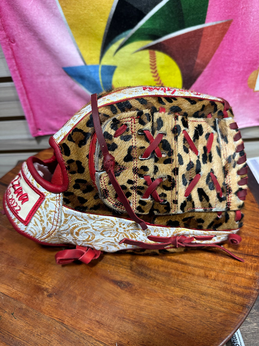 Thumbnail: 12”RHT vaquero gold/leopard two piece web oiled and broken in , extra padding 