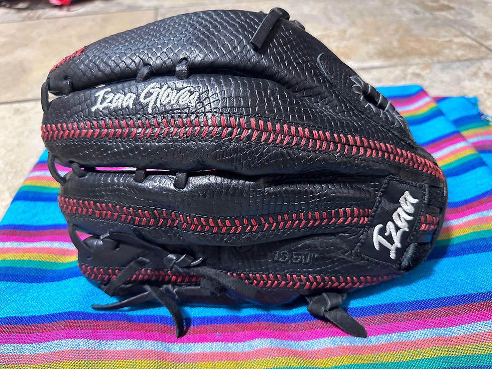 Thumbnail: 13.5", RHT, Mod Trap Web, 6 Fingers, Black Snake Red Stitching Baseball Softball Glove