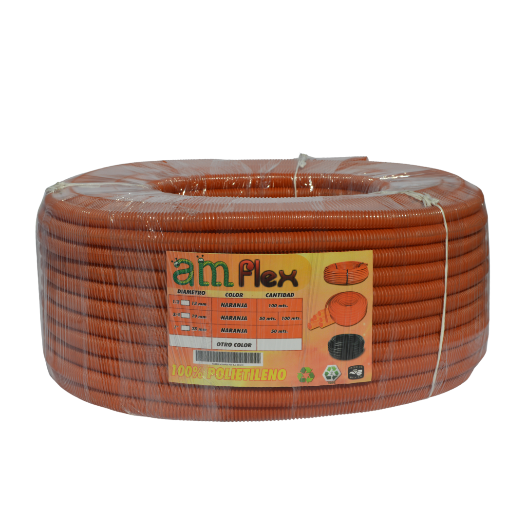 POLIDUCTO P/LUZ PF100 AM FLEXIBLE 1/2" NARANJA