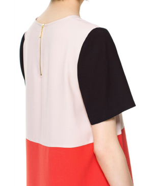 Miniature : Robe tricolore noire, rouge et rose