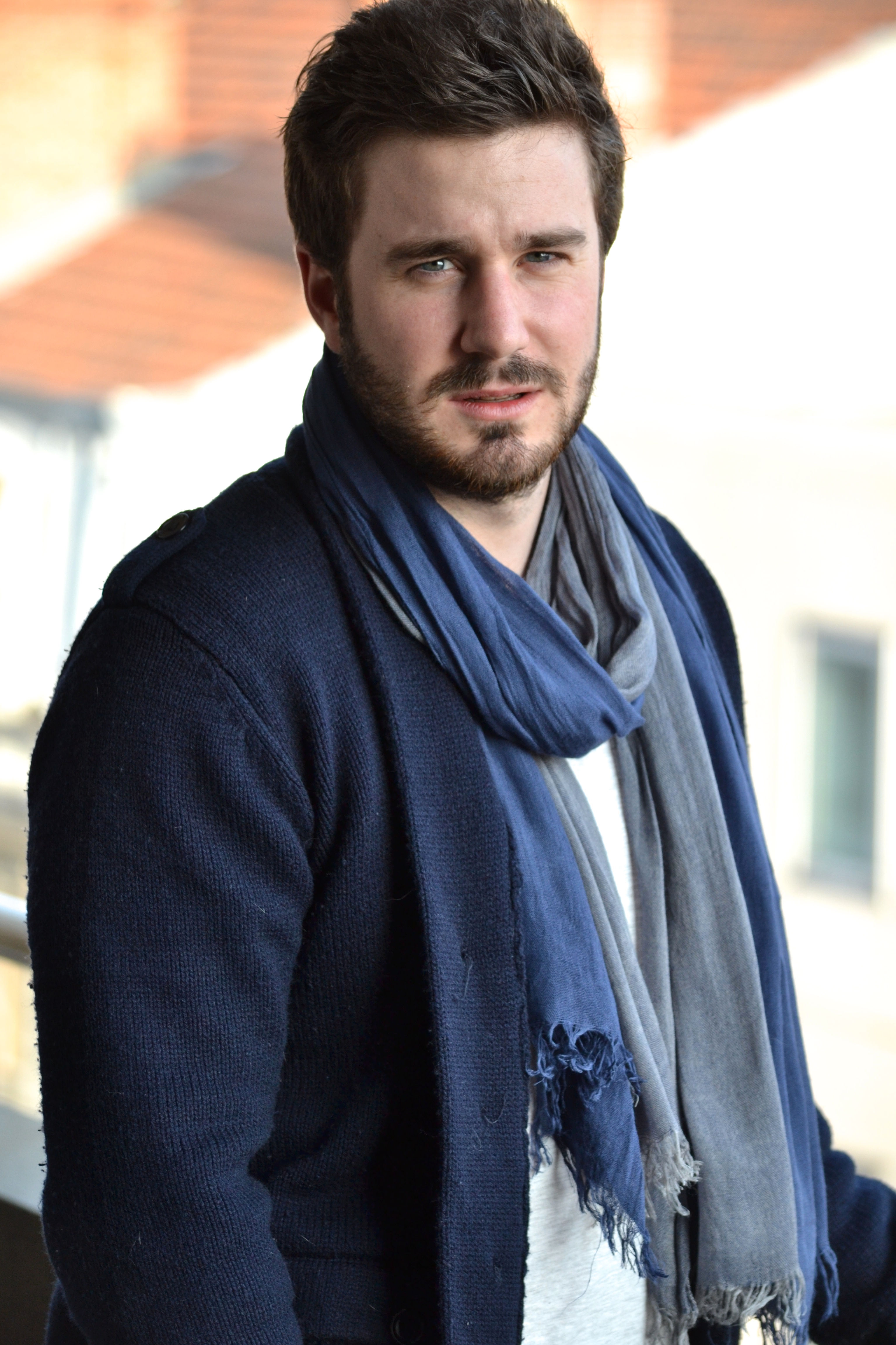 Foulard bicolore bleu/gris