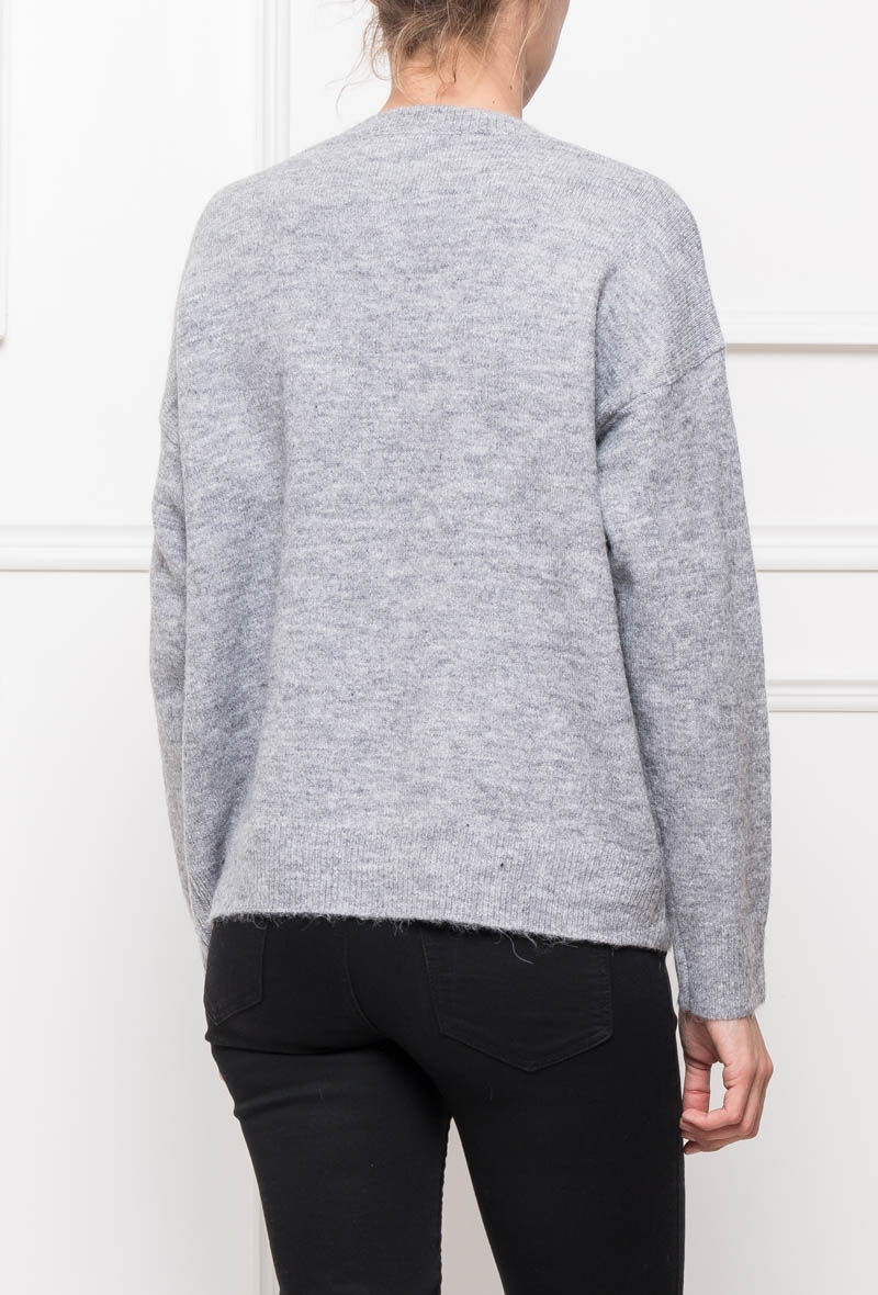 Miniature : Pull à pompons gris