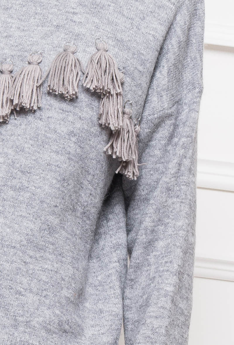 Miniature : Pull à pompons gris