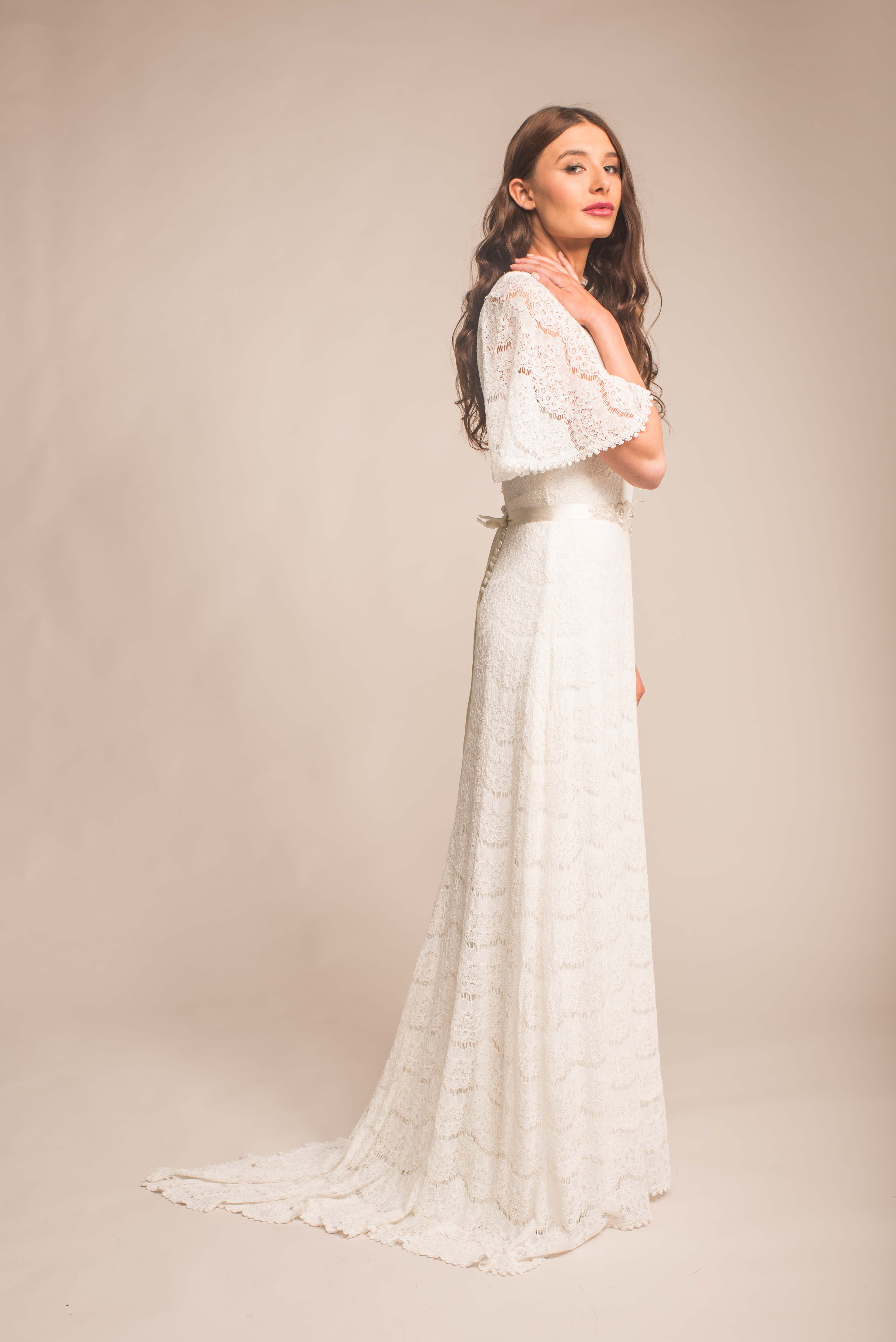 wedding dress with angel sleeves