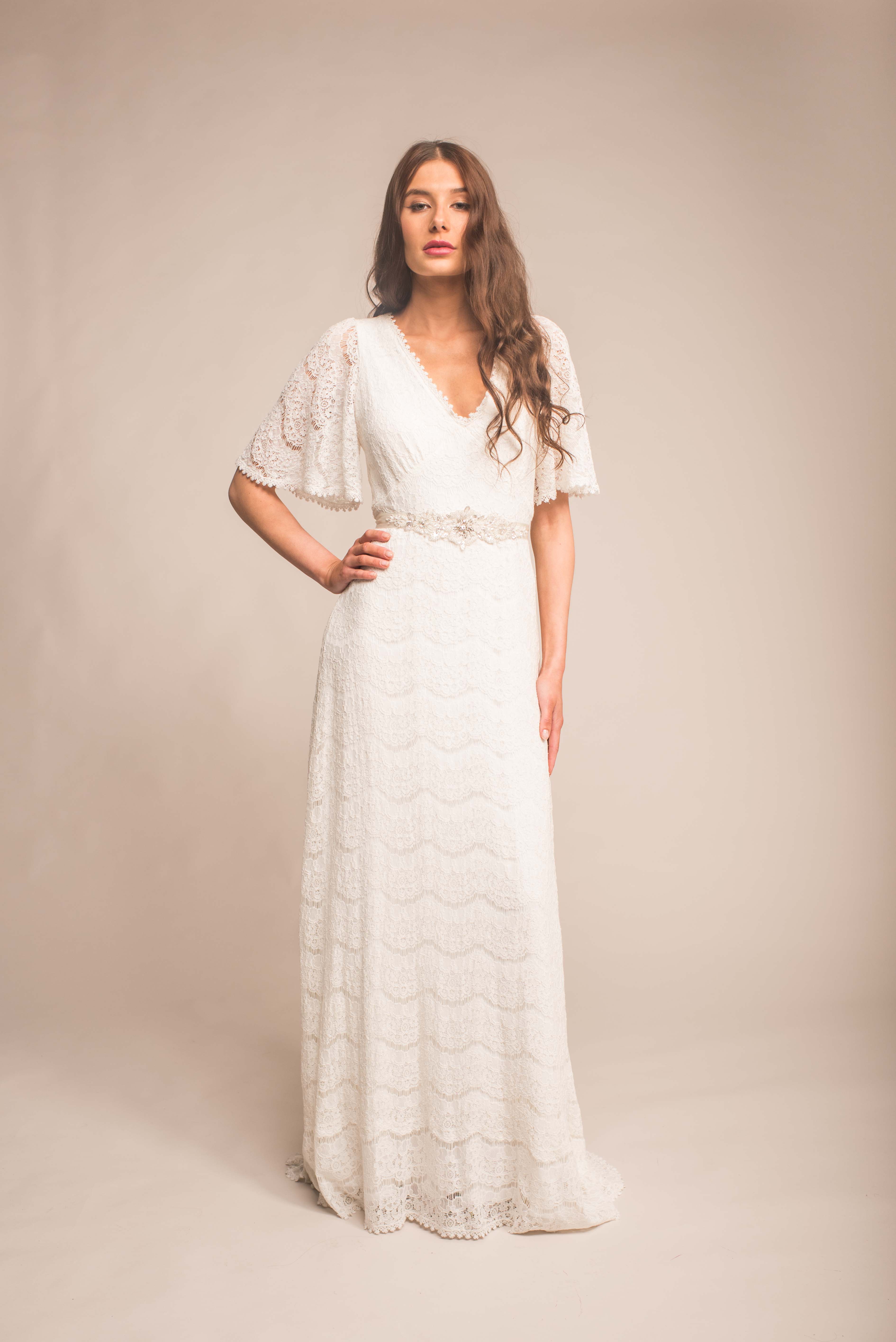 wedding dress with angel sleeves