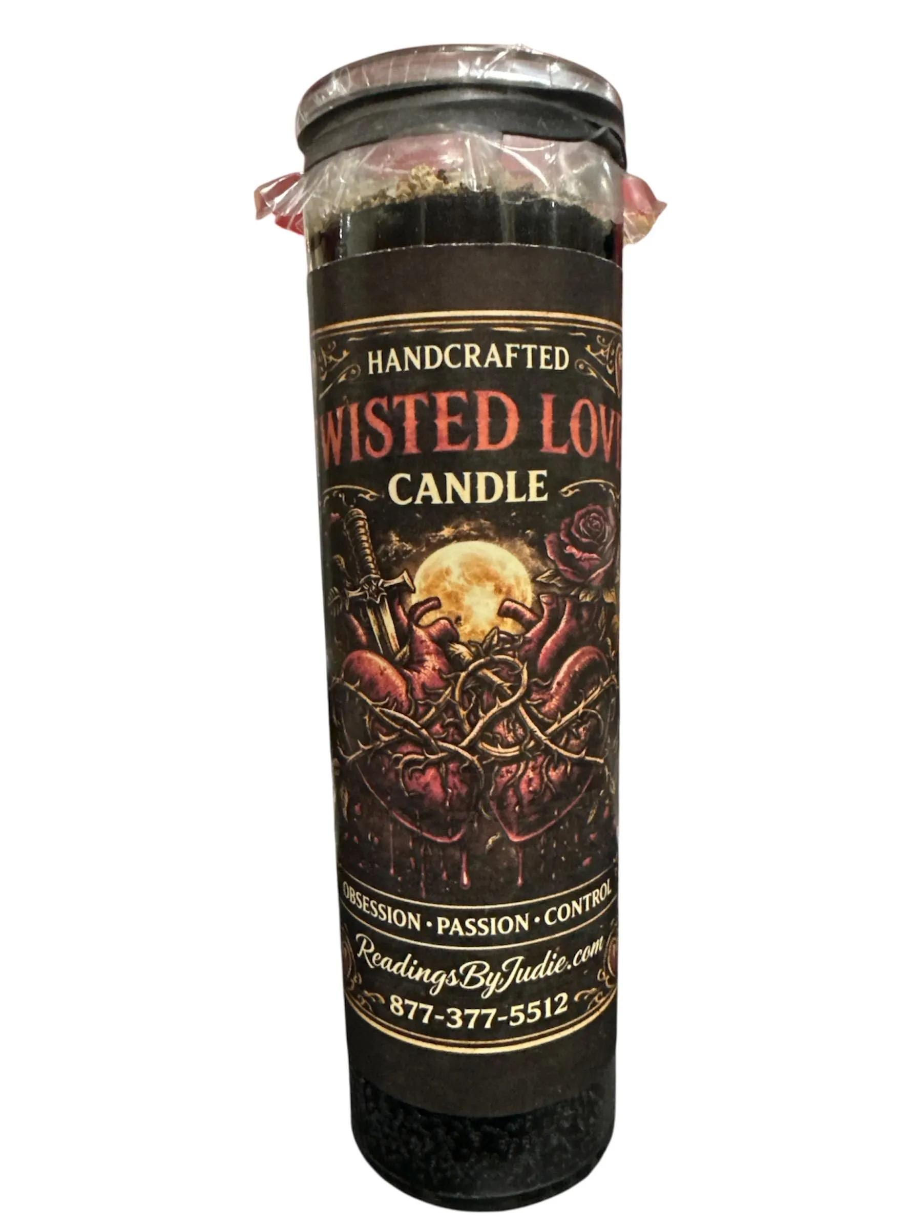 Twisted Love Fixed Candle – Obsession and Passion Hoodoo Candle – handcrafted spiritual supplies Readings by Judie