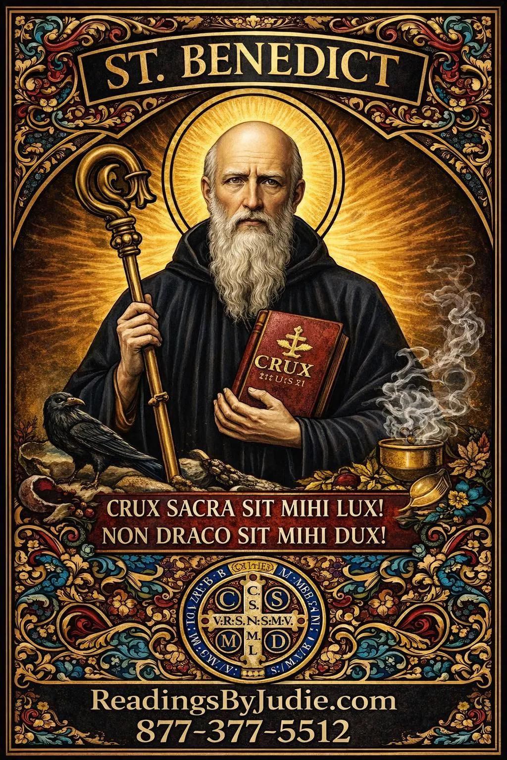St. Benedict Fixed Candle – Protection and Spiritual Shielding Candle – handcrafted spiritual supplies Readings by Judie