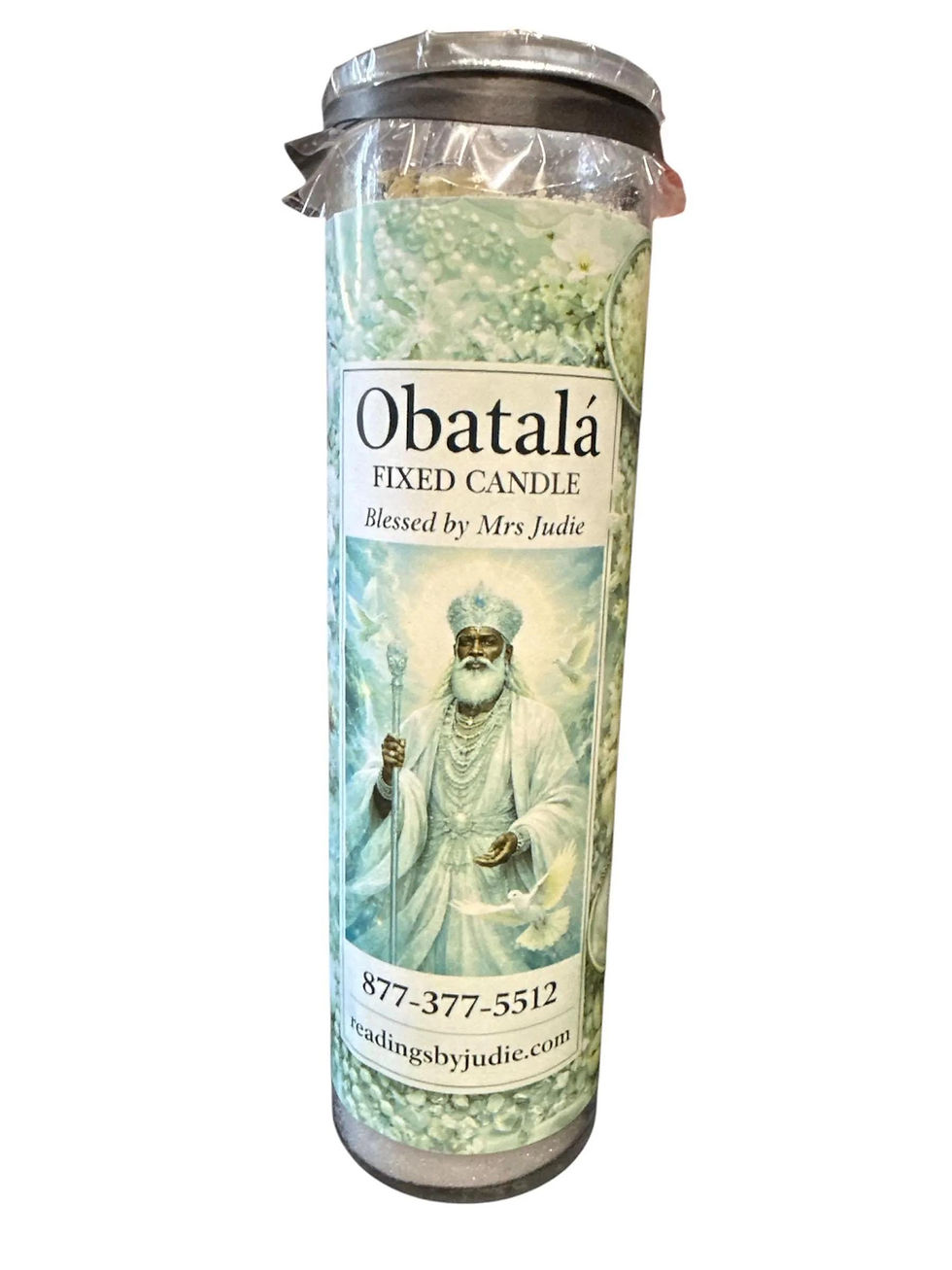 Obatala Fixed Candle – Peace Purity and Wisdom 7 Day Orisha Candle – handcrafted spiritual supplies Readings by Judie