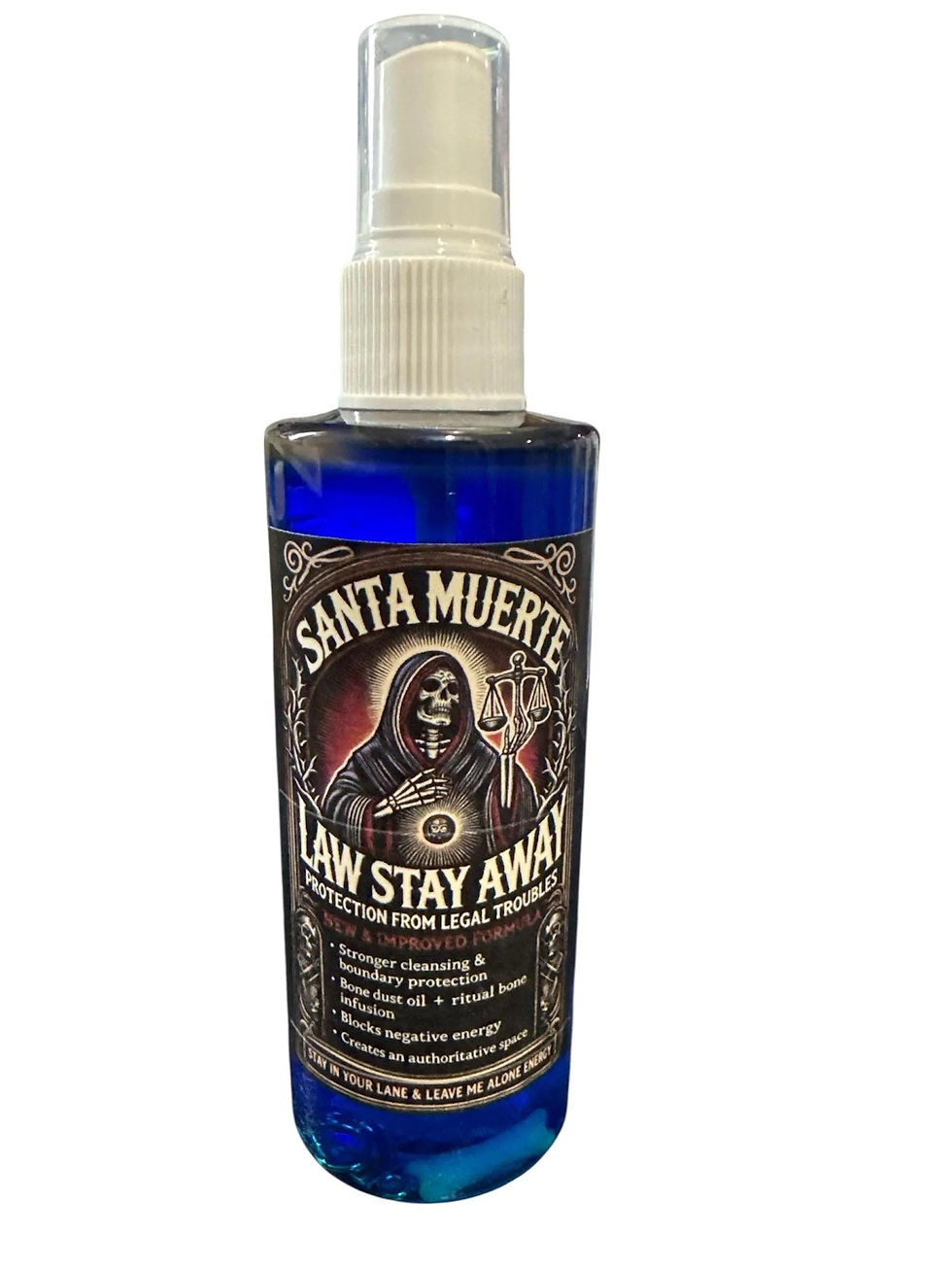 Santa Muerte Law Stay Away Spray – Legal Protection Spiritual Spray – handcrafted spiritual supplies Readings by Judie