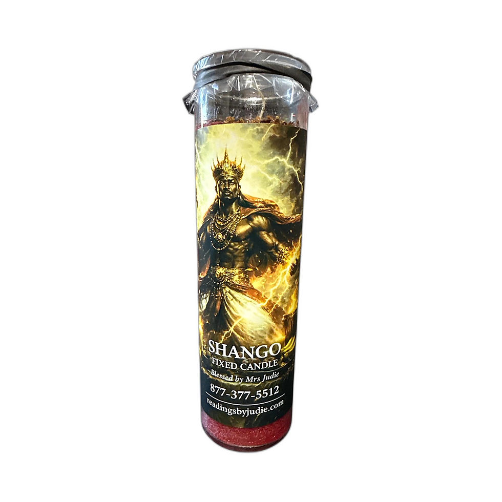 Shango Fixed Candle – Power Justice and Breakthrough Hoodoo Candle – handcrafted spiritual supplies Readings by Judie