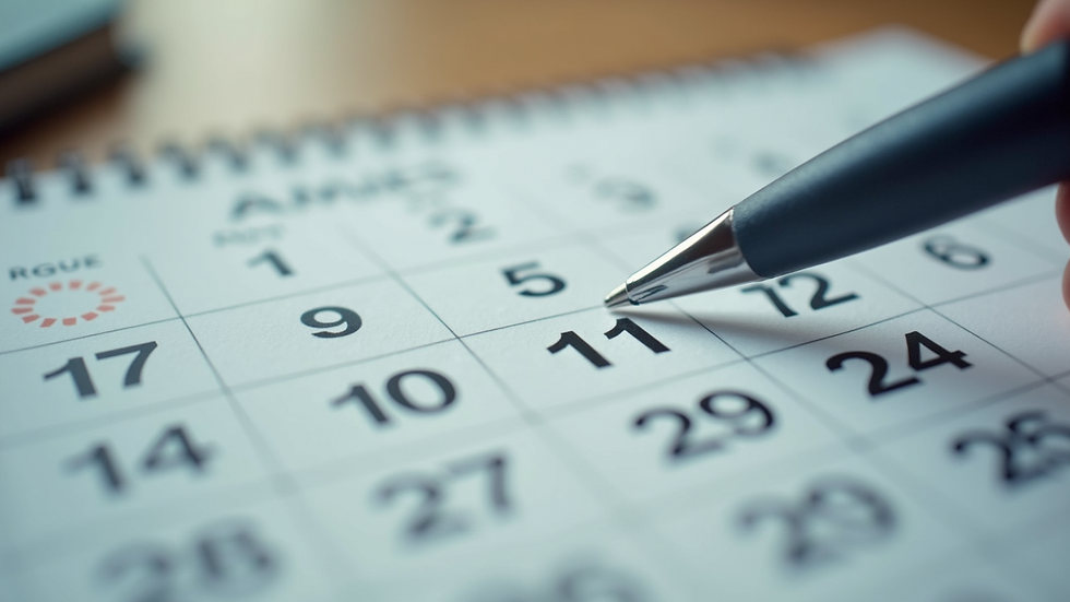 High angle view of a calendar with marked enrollment dates