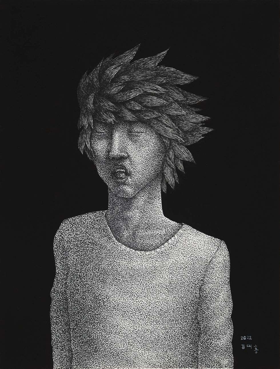 Those Who Sing Songs That Nobody Listens To. (Singer 1), Pen and acrylic on paper, 23x30.5cm, 2022