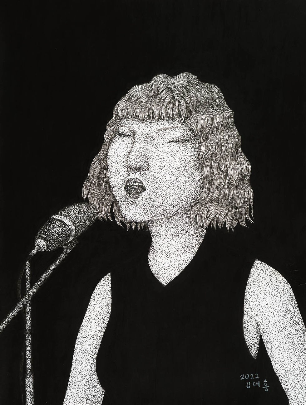 Those Who Sing Songs That Nobody Listens To. (Singer 17), Pen and acrylic on paper, 23x30.5cm, 2022