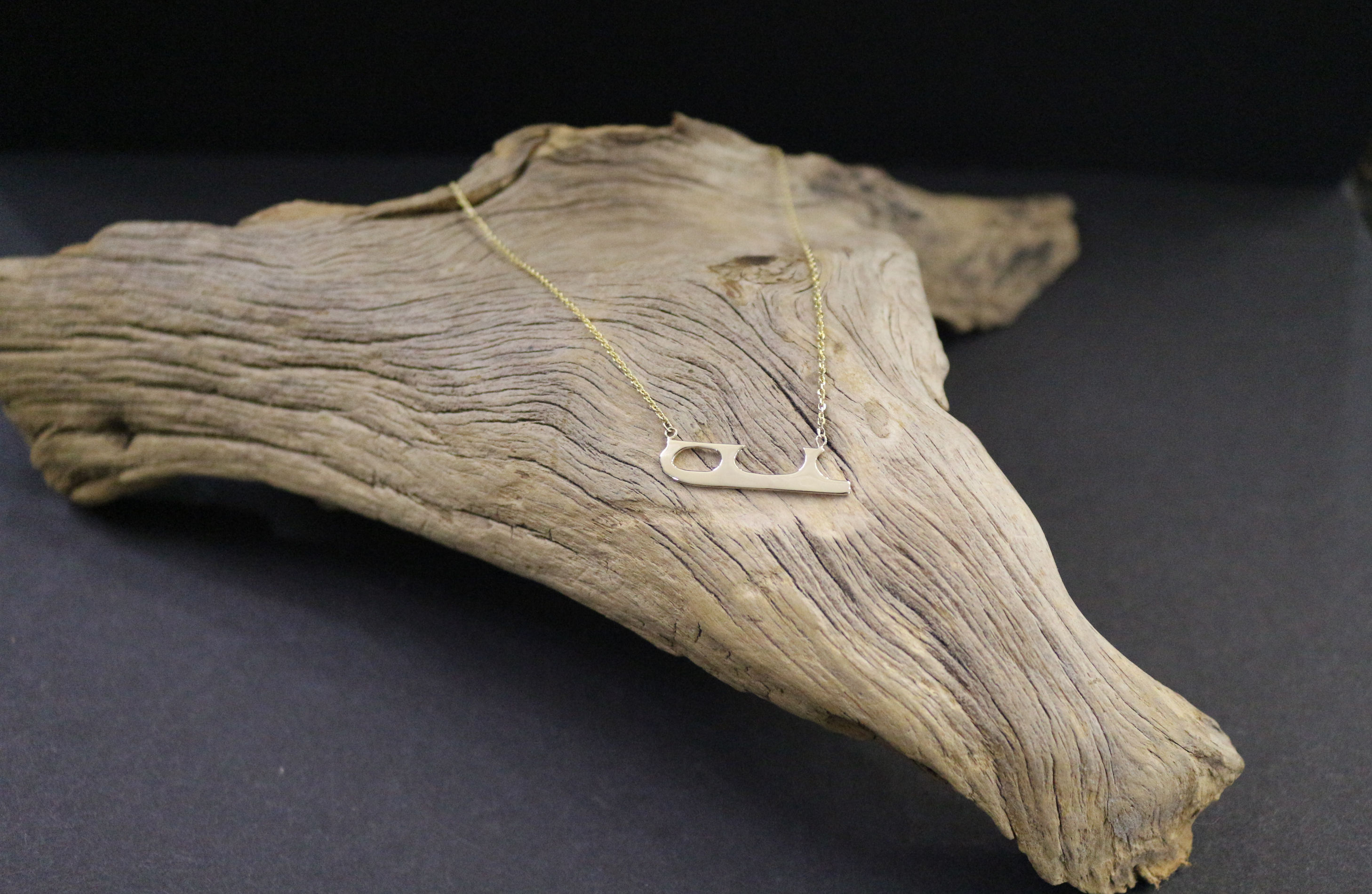 10K Yellow Gold Skate Blade Necklace