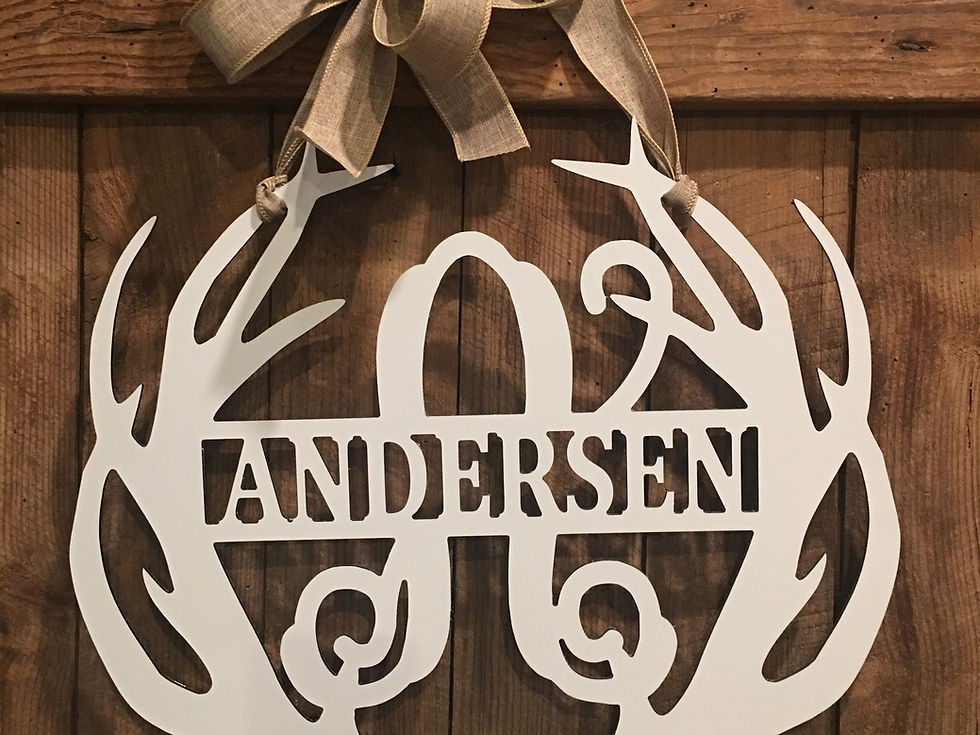 Thumbnail: Initial Deer Antler Last Name Sign - Antler Garden Flag - Cabin Decor - PKAnt3