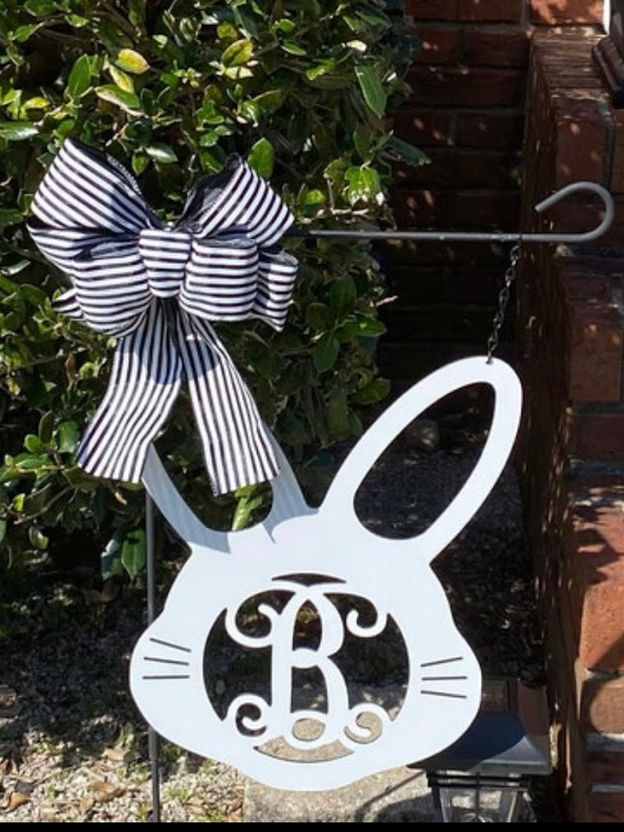 Thumbnail: Custom Easter Bunny Door Decoration - Initial Rabbit Door Knocker - PKBnyHd1