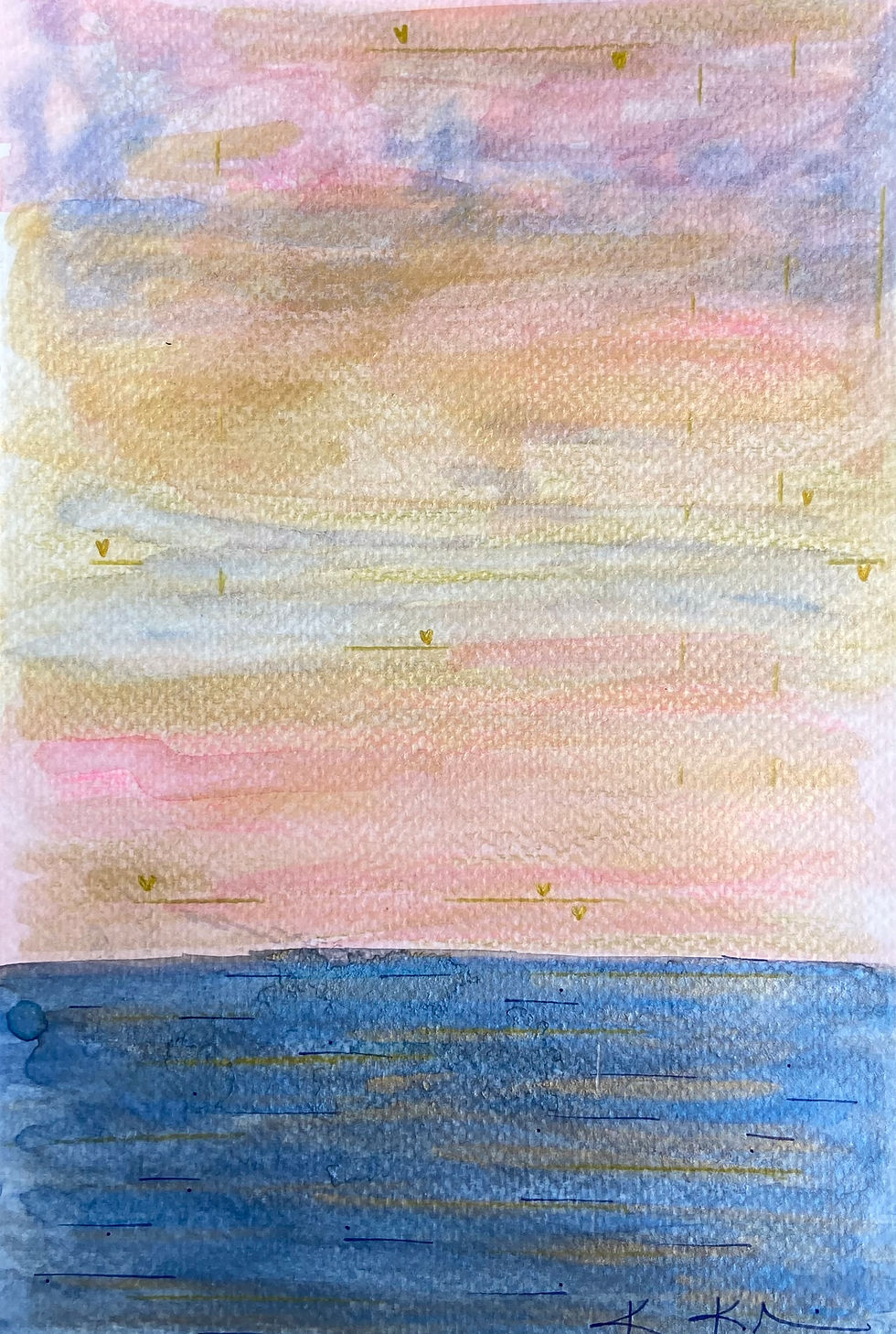 Soft Sky - 6" x 9" - Metallic Watercolors, Colored Pencil, and Ink on paper