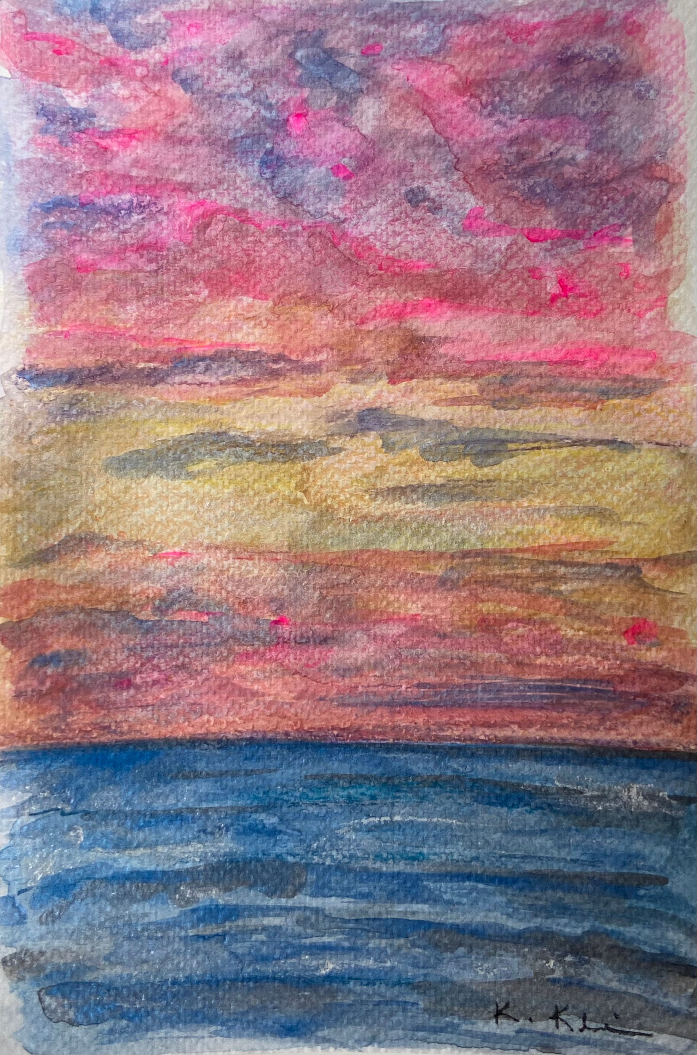 Pink Sky - 6" x 9" - Watercolor Mixed Media on paper
