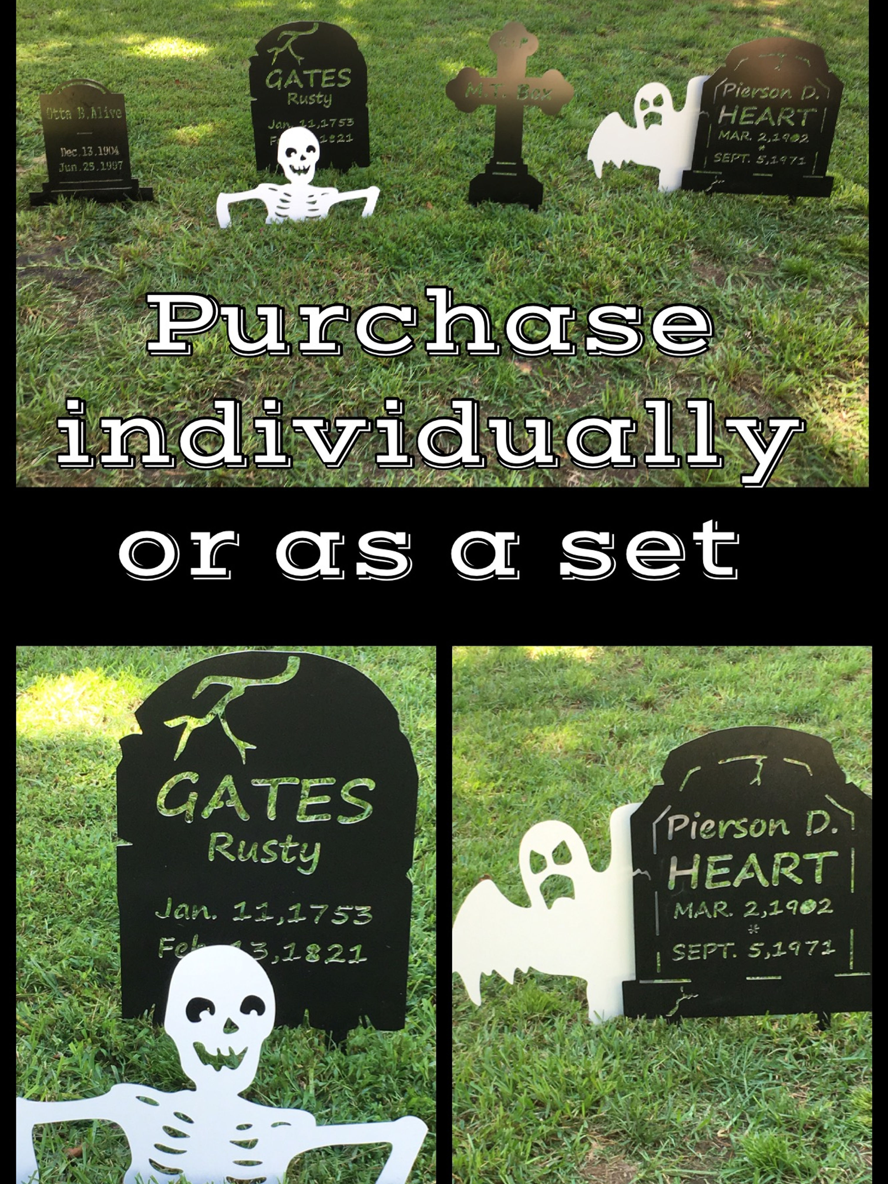 Graveyard Yard Decorations - Tombstones - Ghost - Skeleton - Halloween -PKGrvyrd