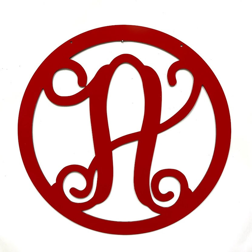 Thumbnail: Monogram Initial Door Hanger - Double Doors - Family Letter Sign - PK3-1