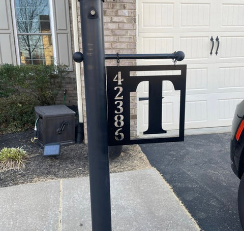 Elegant square address sign, precisely crafted from high-quality metal ACM by PK Decor, perfect for enhancing home entrances