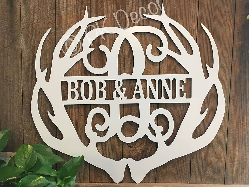 Thumbnail: Initial Deer Antler Last Name Sign - Antler Garden Flag - Cabin Decor - PKAnt3