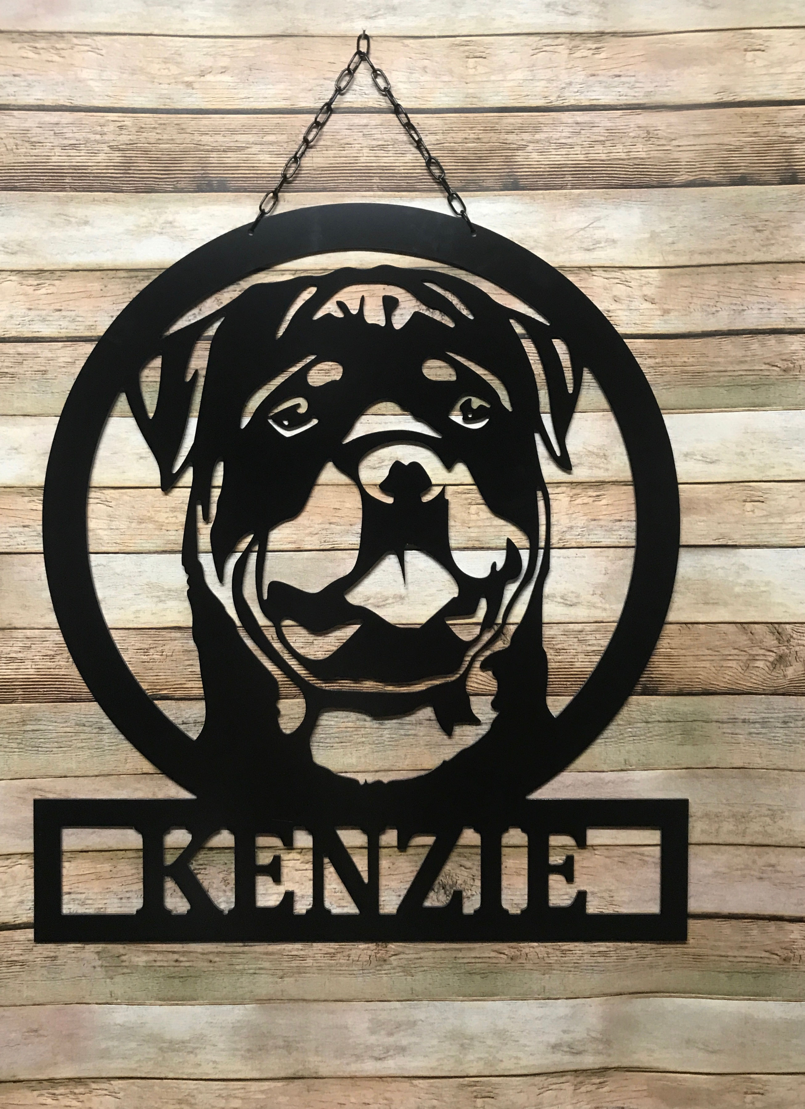 Rottweiler Sign - Custom Rottweiler Door Hanger - PKRottweilerHeadBox
