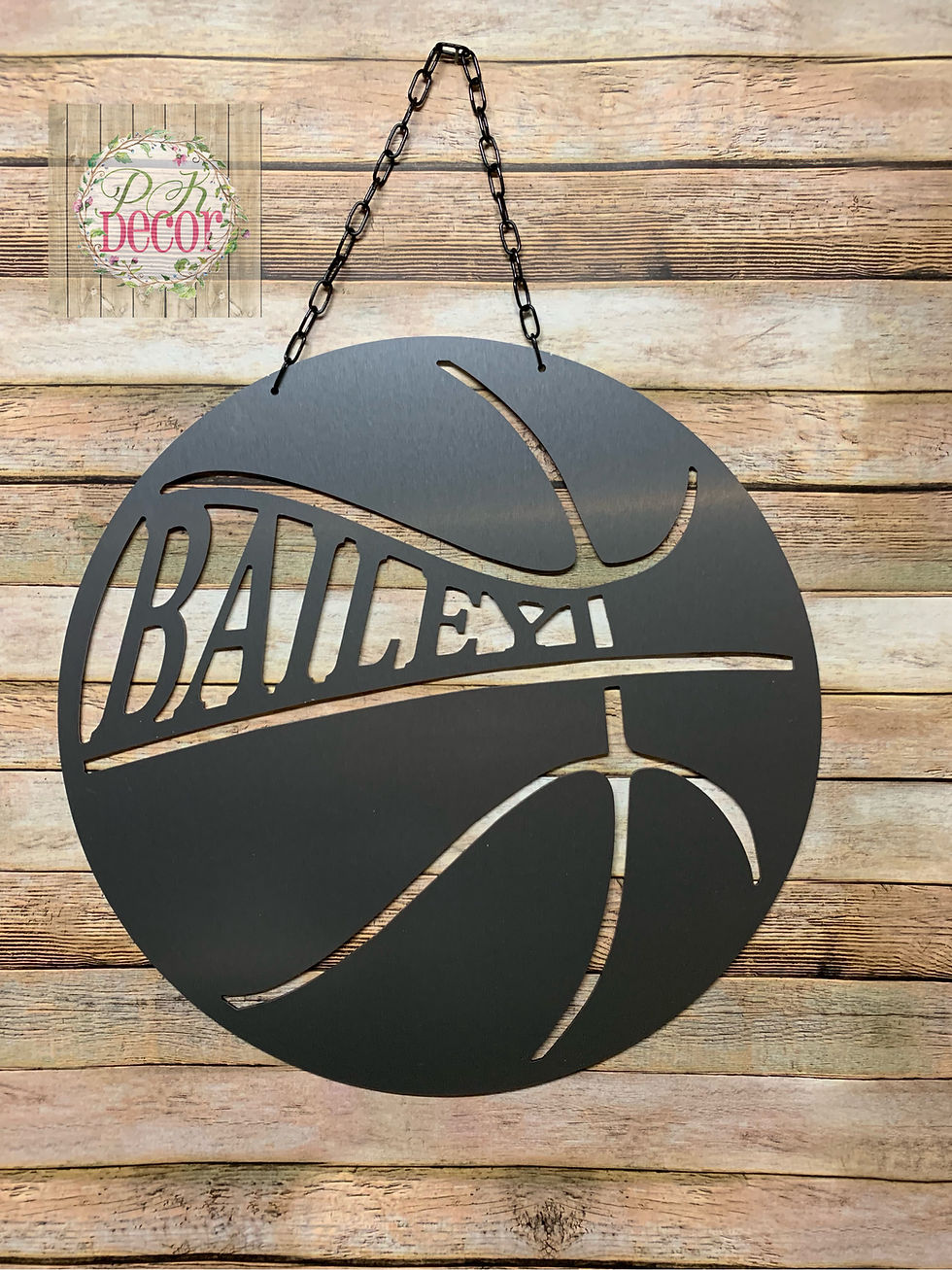 Thumbnail: Personalized Basketball Sign - Basketball Player Name Award Door Hanger-PKbball2