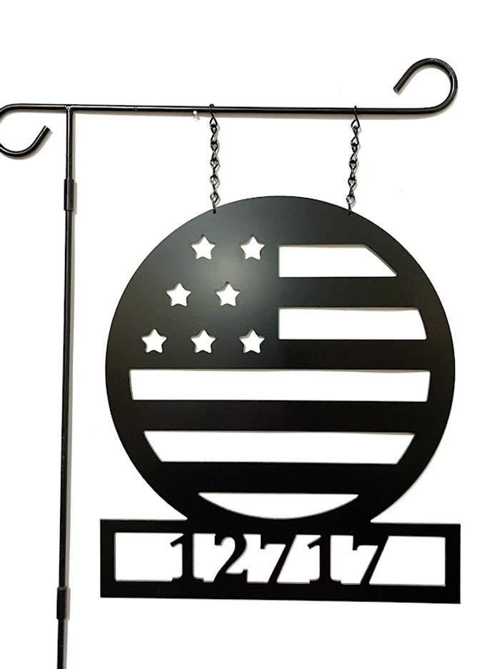 Thumbnail: Custom Patriotic American Flag Door Decor - Name Military Yard Art - PK7FlagBox