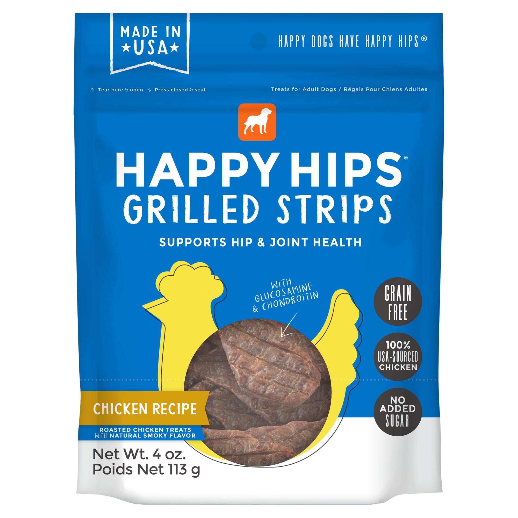 Happy Hips Grilled Dog Treats Chicken 4 oz. Pouch