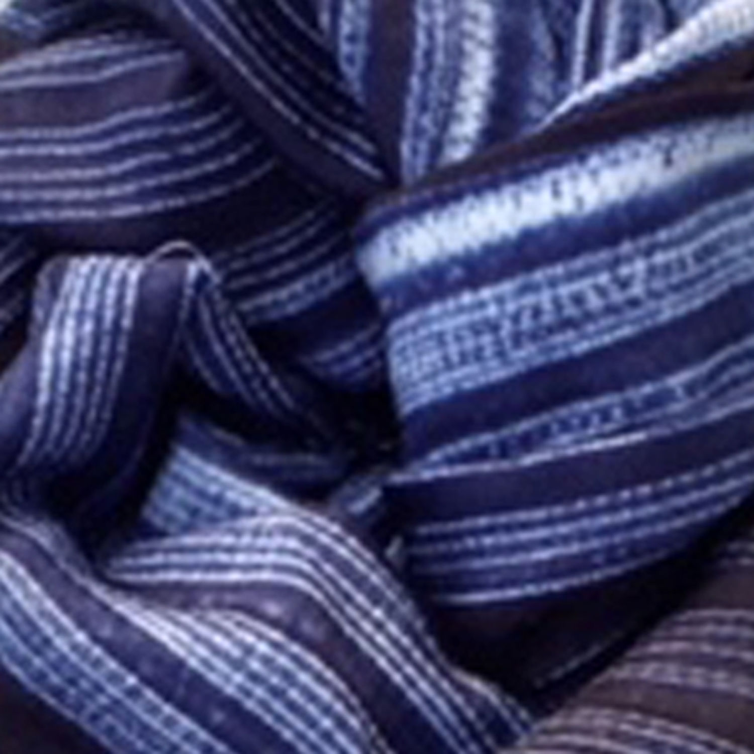 Indigo Linear Shibori Silk Stole