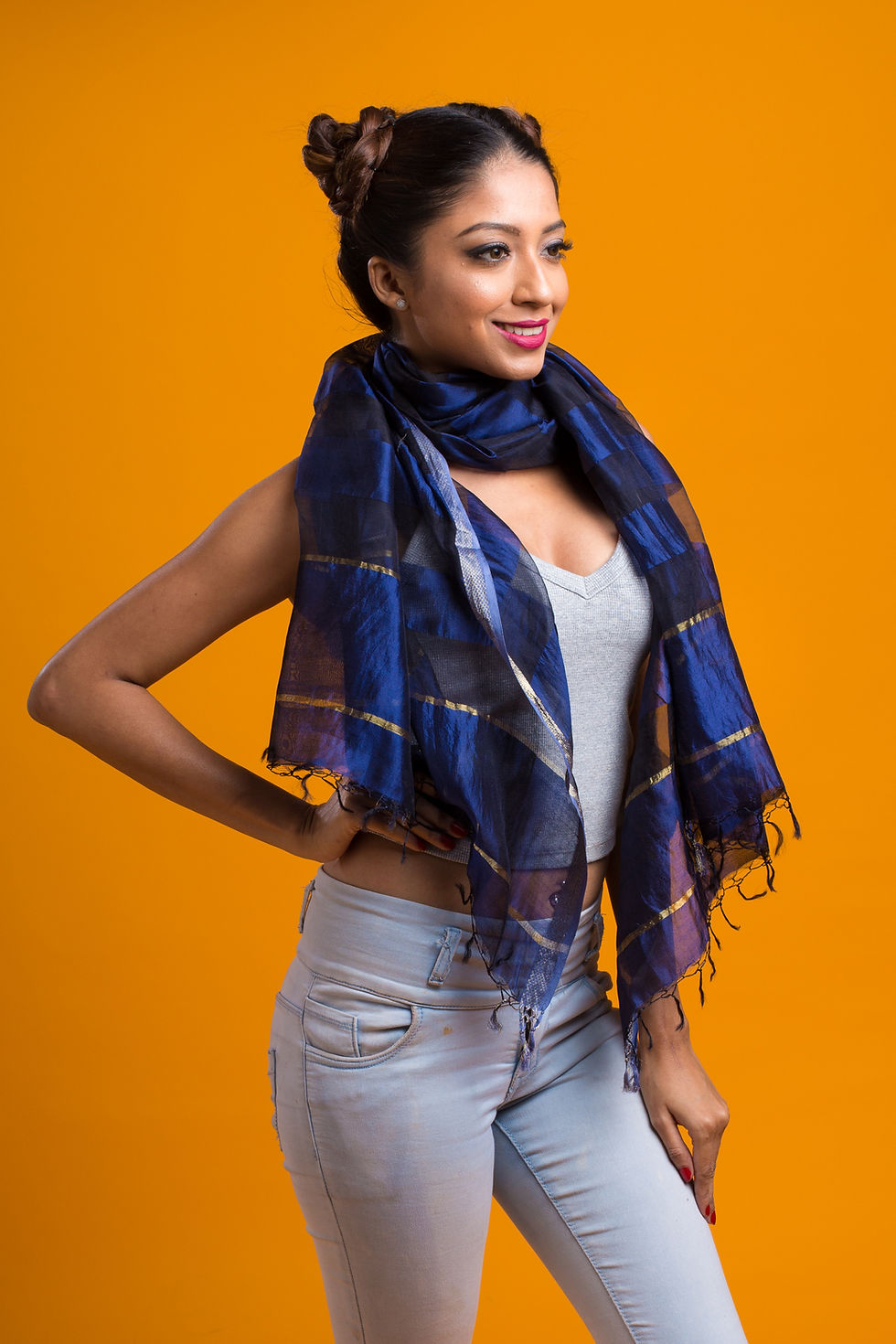 Sahiba: Royal Blue Silk Handloom Stole