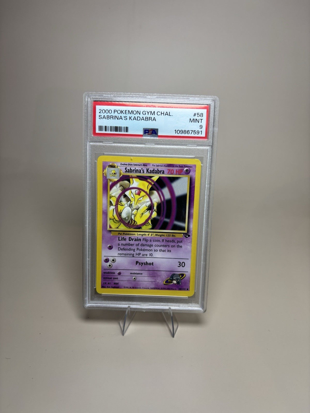 Pokémon Gym Challenge Sabrina's Kadabra 58/132 PSA 9 Unlimited Regular 2000
