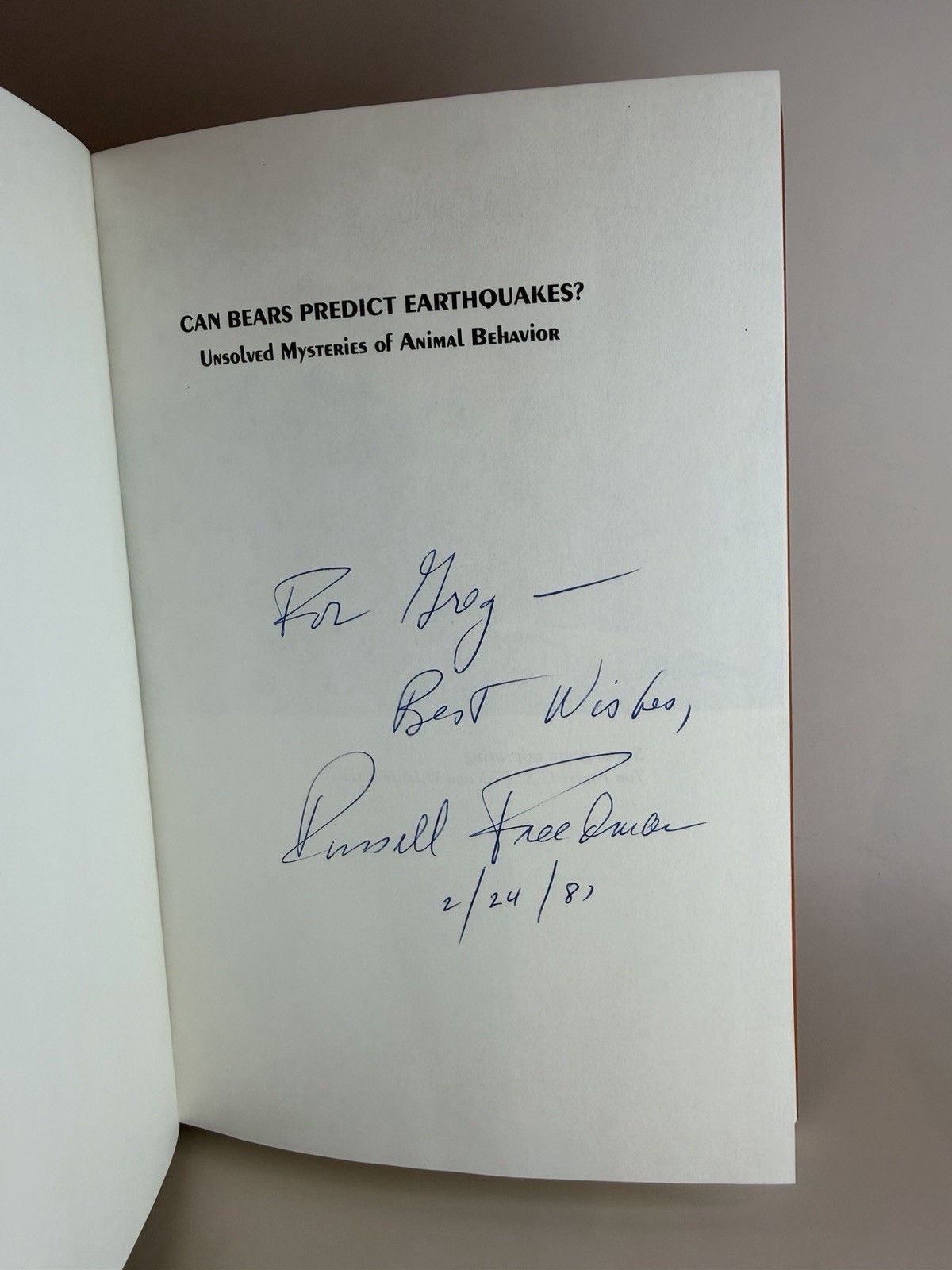 SIGNED Russell Freedman Can Bears Predict Earthquakes? 1983 Inscribed PB
