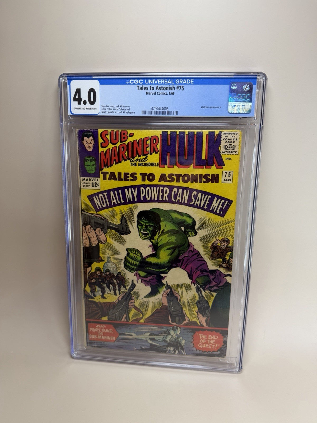 Hulk Cover! Tales to Astonish #75 CGC 4.0 1966 Silver Age Marvel