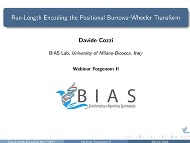 Webinar: Run-Length Encoding the Positional Burrows–Wheeler Transform (livestream replay)