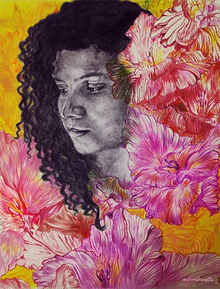 a girl amidst the flowers(gladiolus)