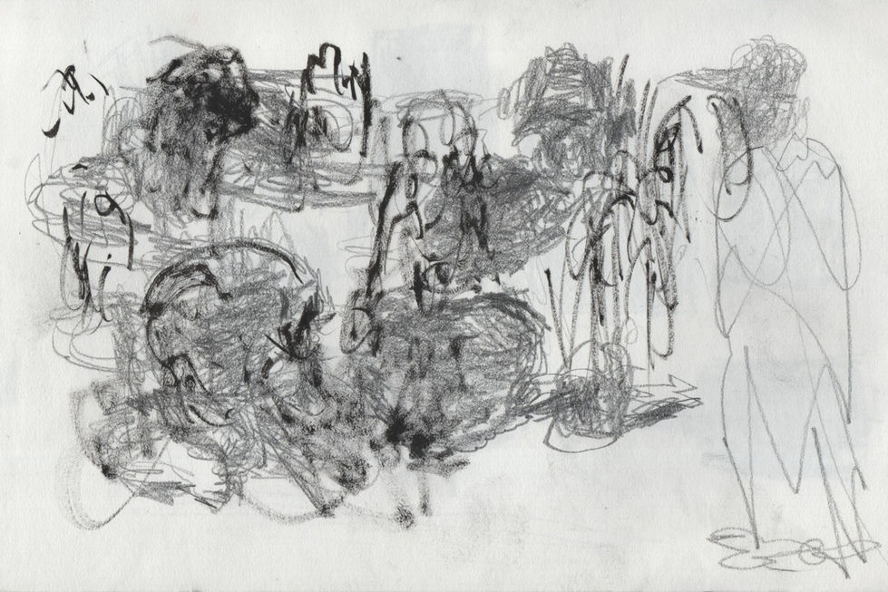 abstract linework consisting of pencil and light touches with a marker